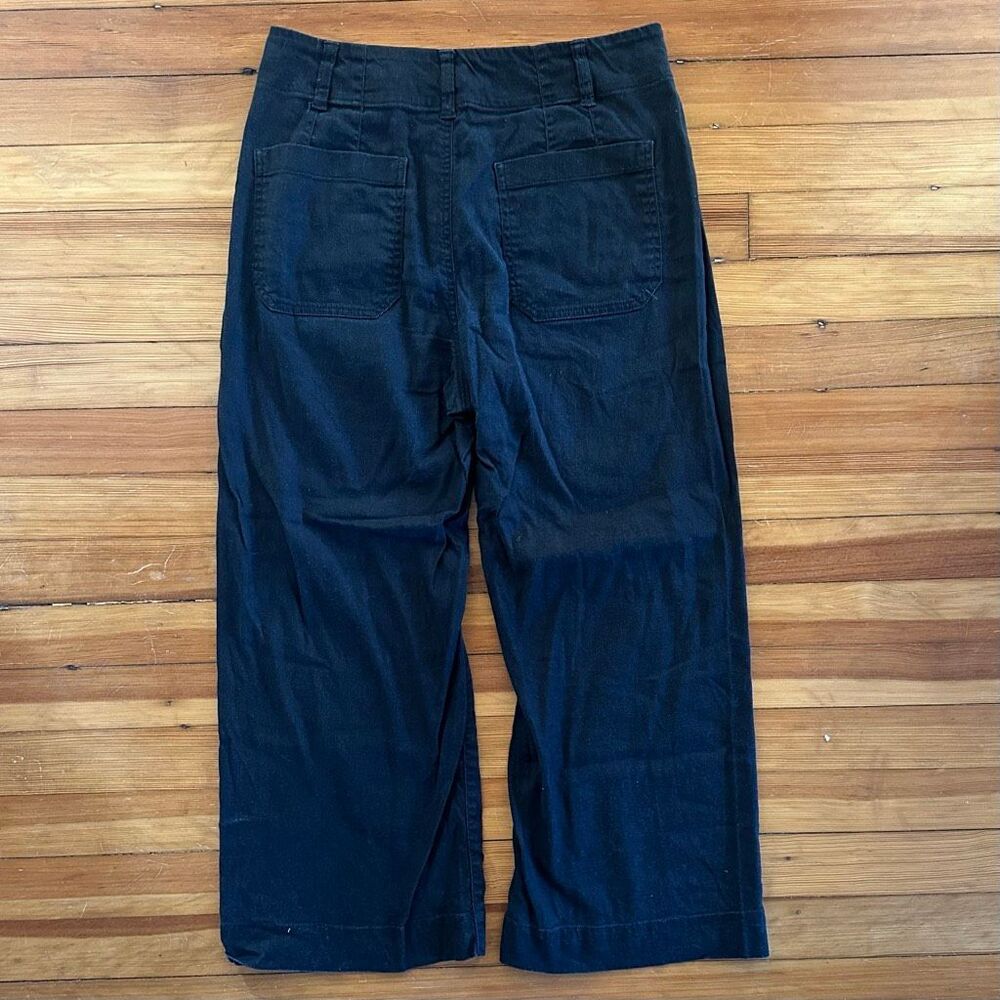 Maeve by Anthropologie Colette Linen Blend Cropped Wide-Leg Pants in Black Size - Picture 3 of 6